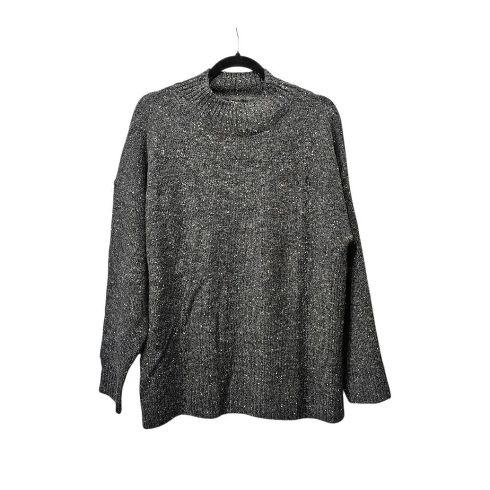 Well Worn New Mock Neck Knit Nep Yarn Sweater Gray Large
